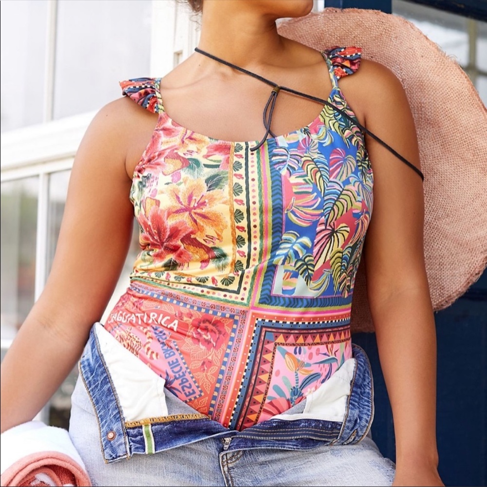 NEW Anthropologie Farm Rio Lita Floral One Piece Swimsuit